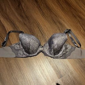 Grey Floral Print Bra